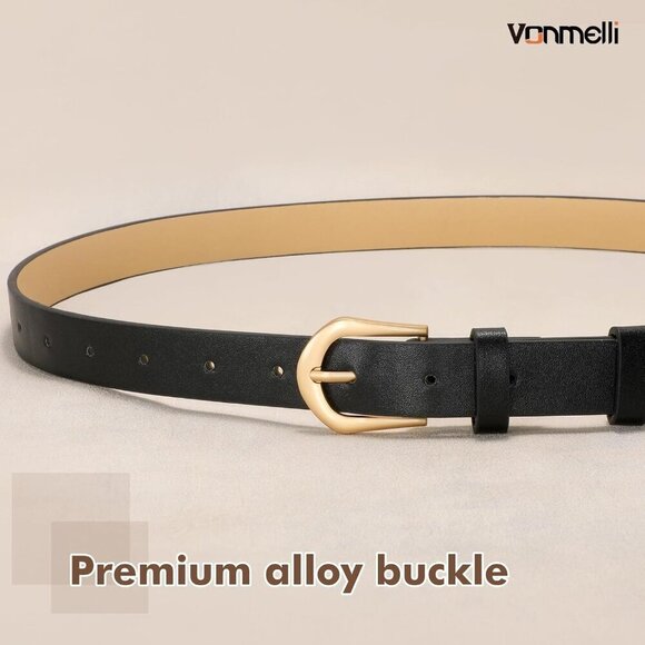 4 Pack Women\'s Thin Leather Belt Waist Belts  Jeans Dress with Gold Buckle 2